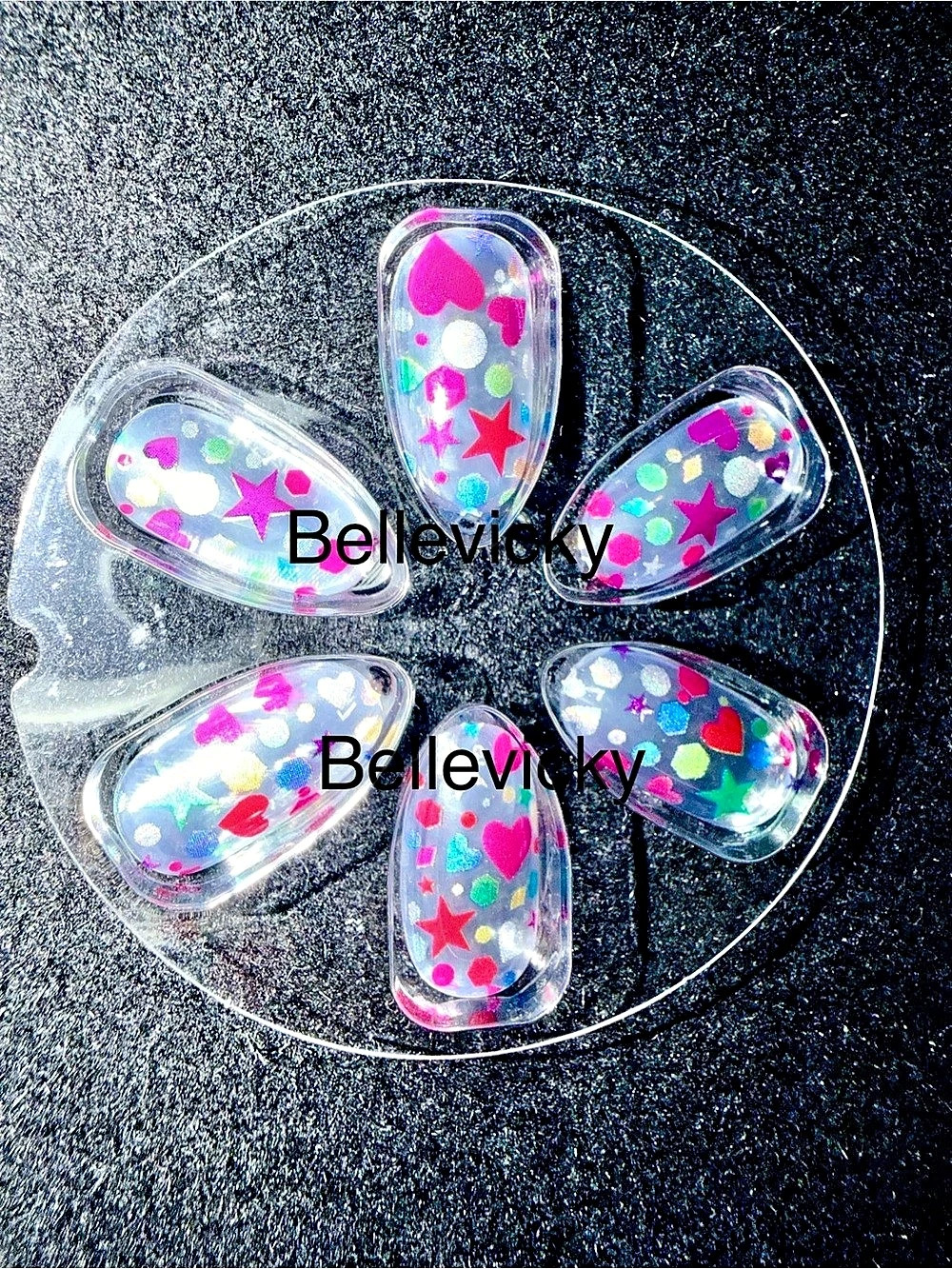 SinfulColors Claws Pro Nail Art My Party Press-On Nails Multi & Clear NWT